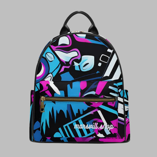 PU Backpack-graffiti pattern